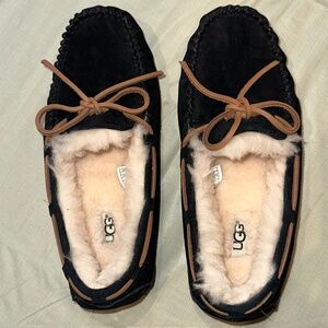 Uggs Women's Dakota Slippers, with Lace, Black, New, Suede, Fleece, Size 7